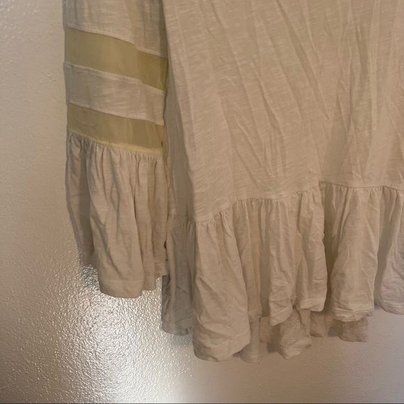 Abound Ruffle Peplum Blouse Bell Sleeve White Mesh - Picture 5 of 9